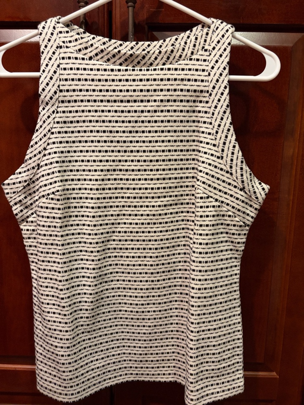 New Ann Taylor Petite M Black and White Striped Knit Tank Top